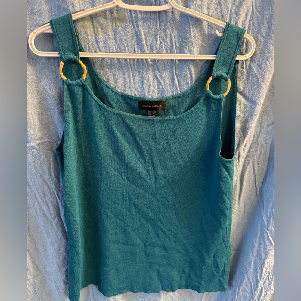 Cable & Gauge Teal Tank with Bamboo Ring Straps